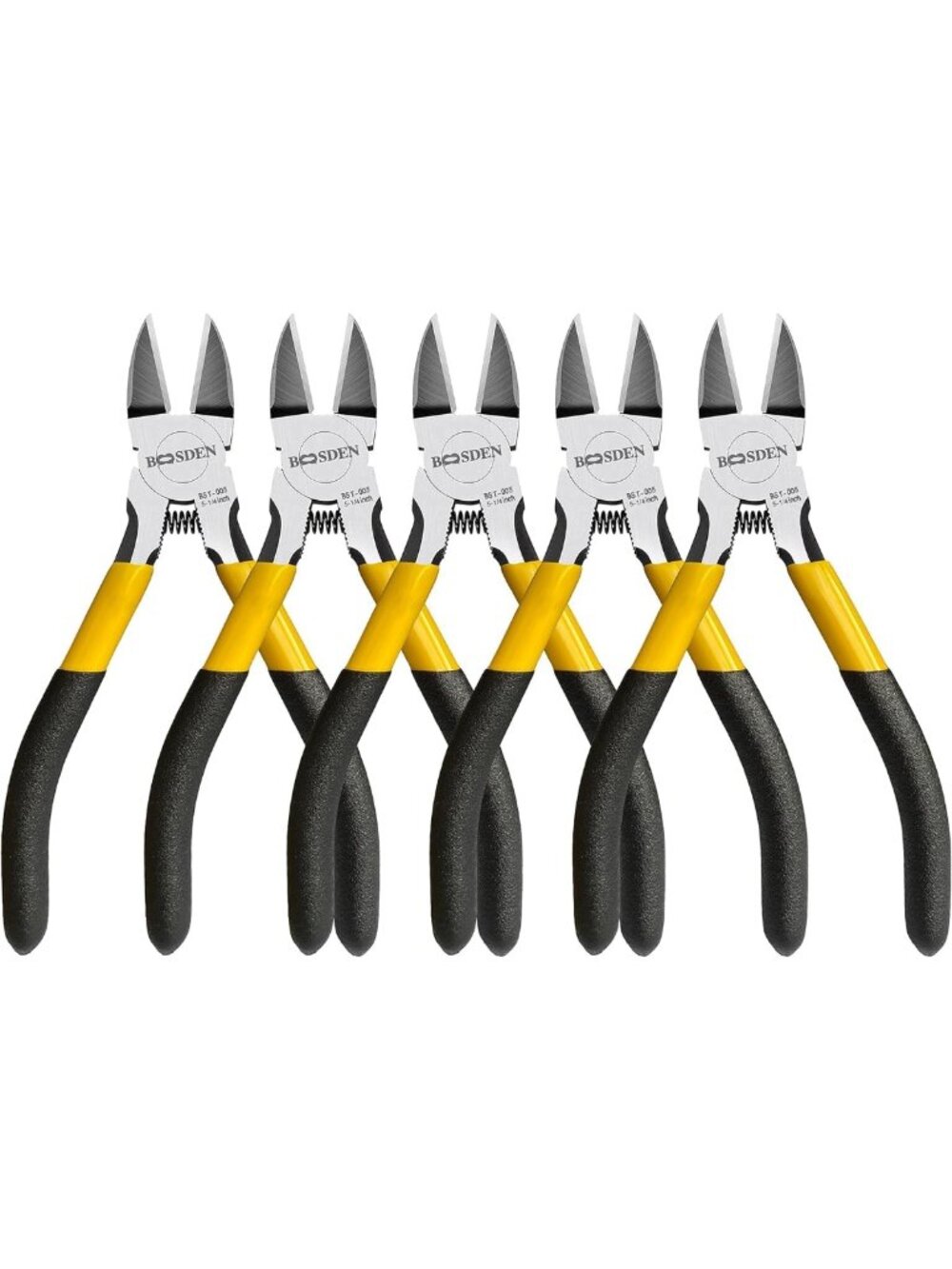 5-Inch Wire Cutters - Diagonal Cutting Pliers Set, Precision Snippers, 5-Pack